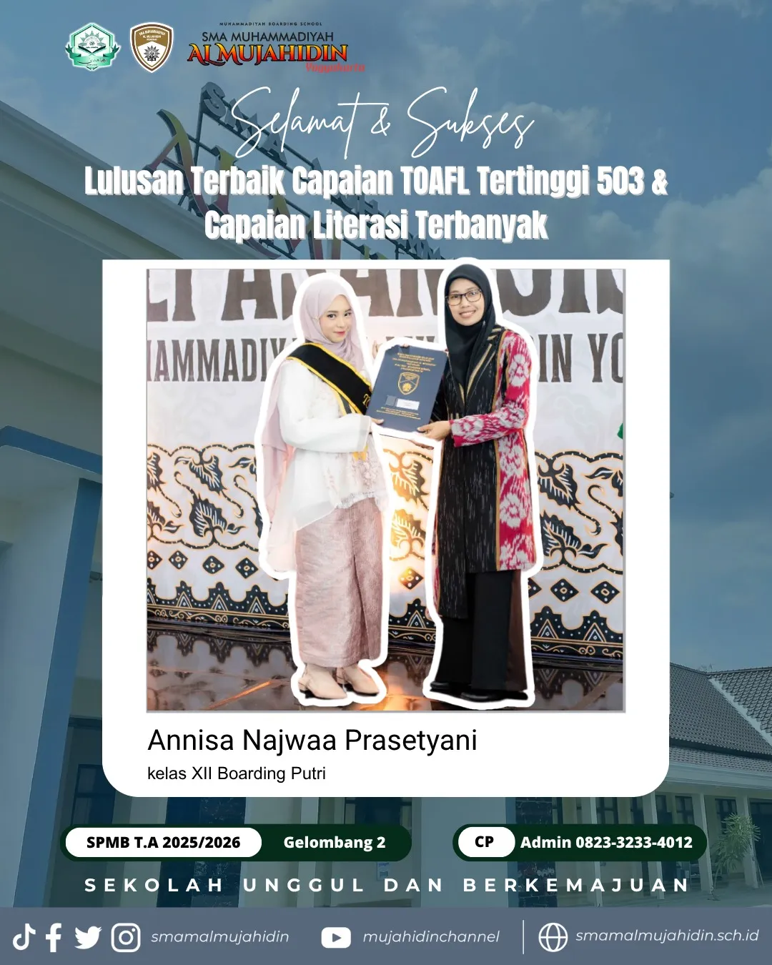 Lulusan terbaik capaian TOAFL dan Literasi terbanyak